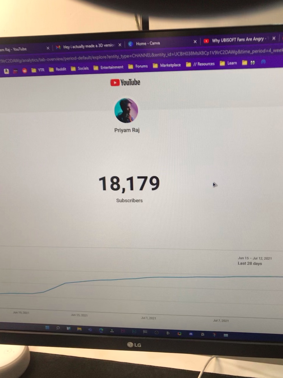 Priyam Raj YouTube channel growth screenshot
