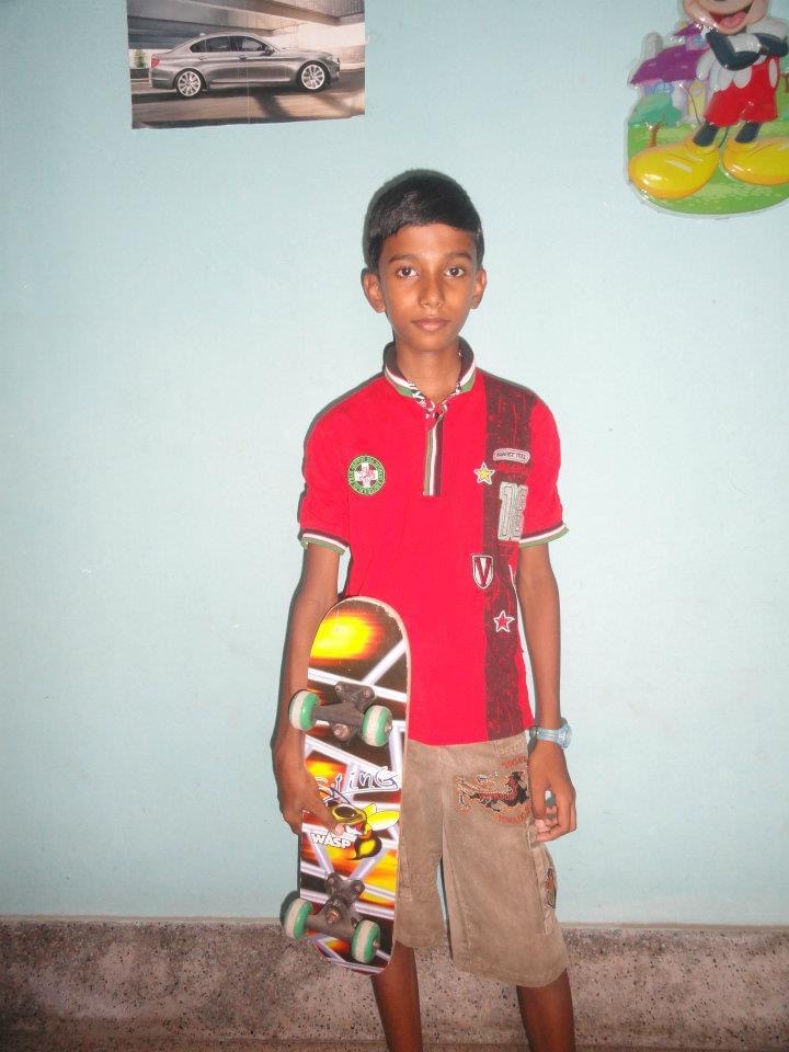 Priyam Raj skateboarding as a child